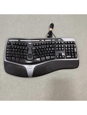 Microsoft Natural Ergonomic USB Wired Keyboard 4000 V1.0 Black KU-0462 Tested